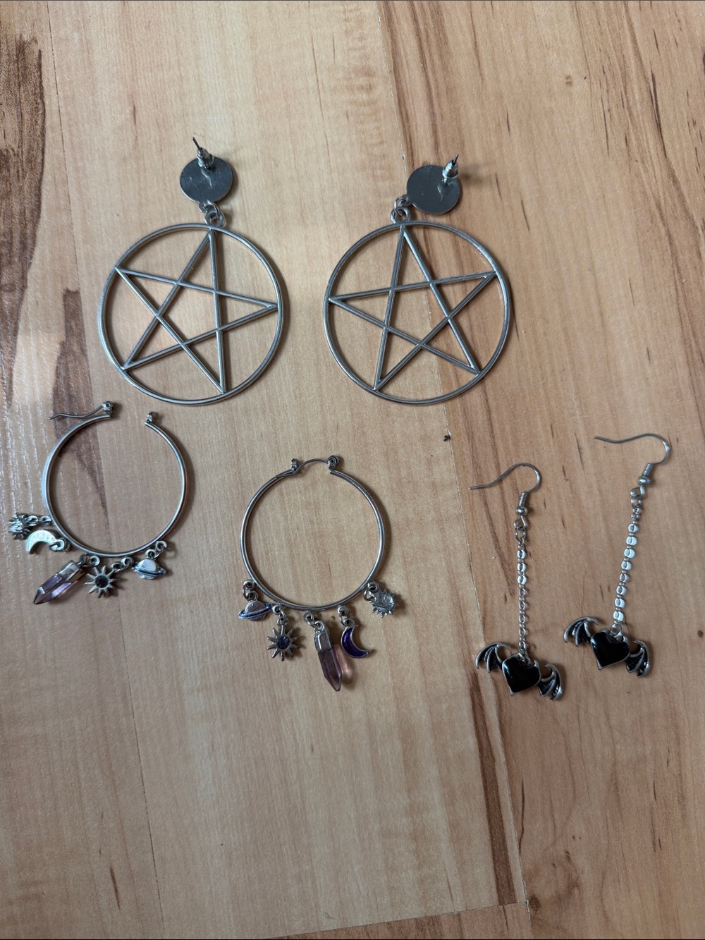 Silver Pentagram Hoop Earrings - Women Jewelry